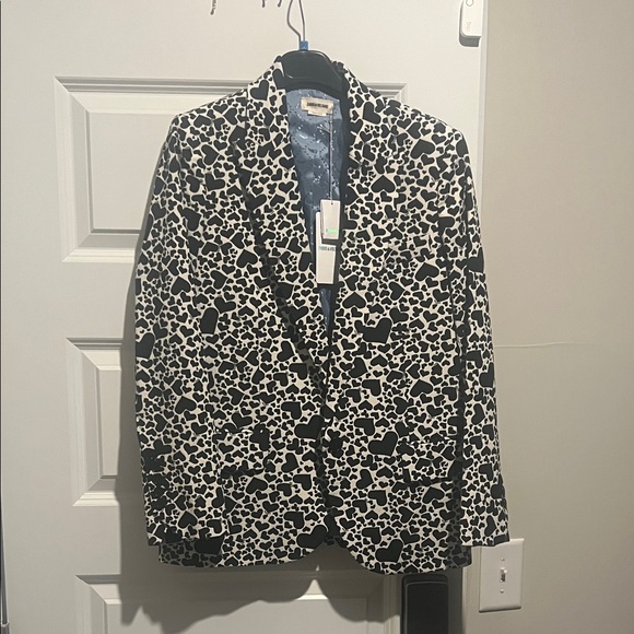 Black and White heart print blazer - Picture 1 of 5